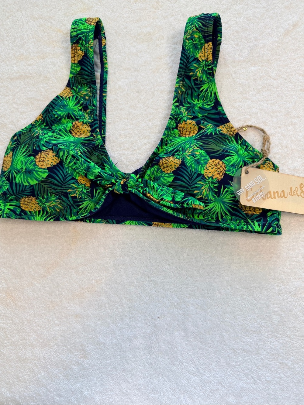 Cabana del Sol Pineapple Knot Bikini Top in Green